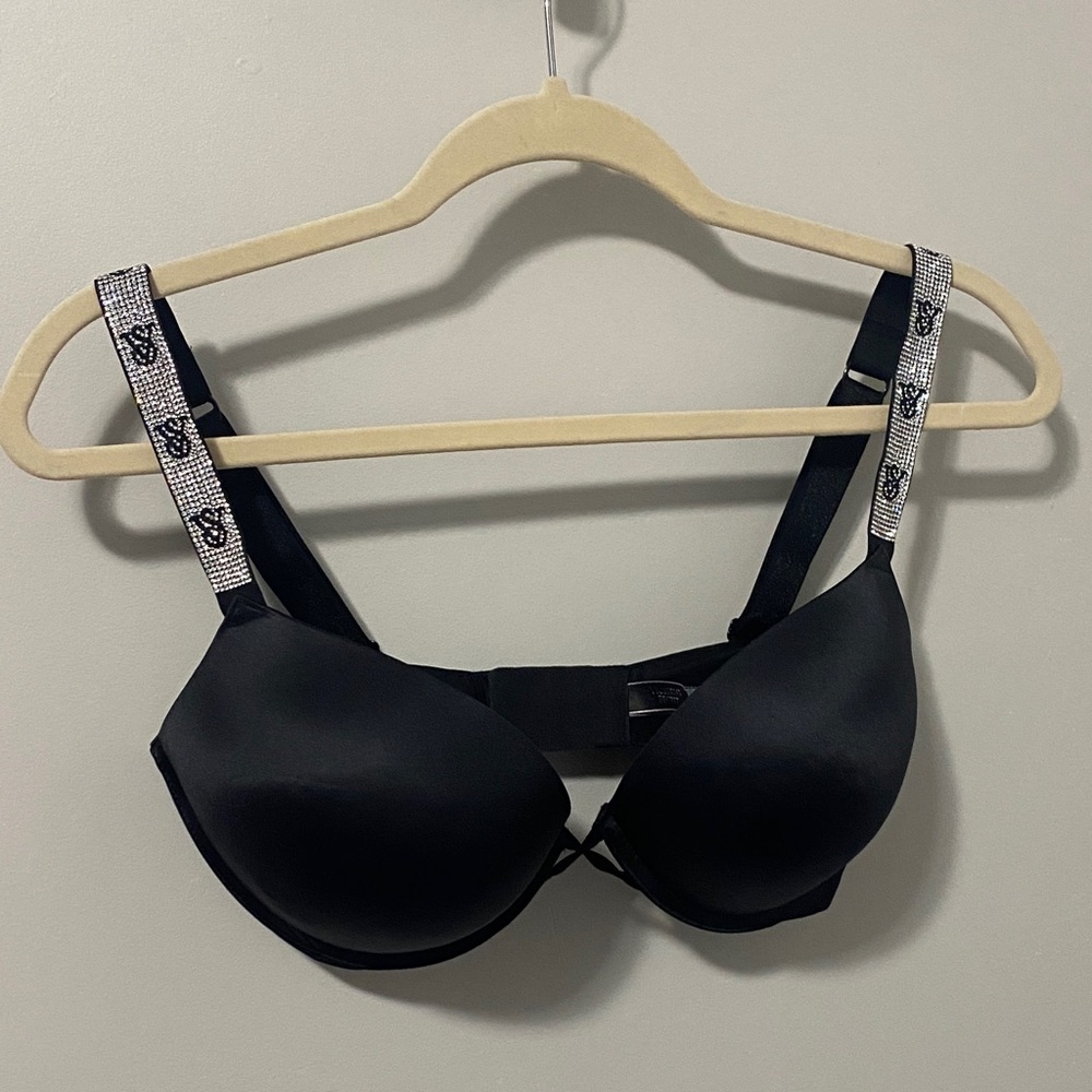 NWOT! Victoria’s Secret Bombshell Black Bra with Embellished Straps